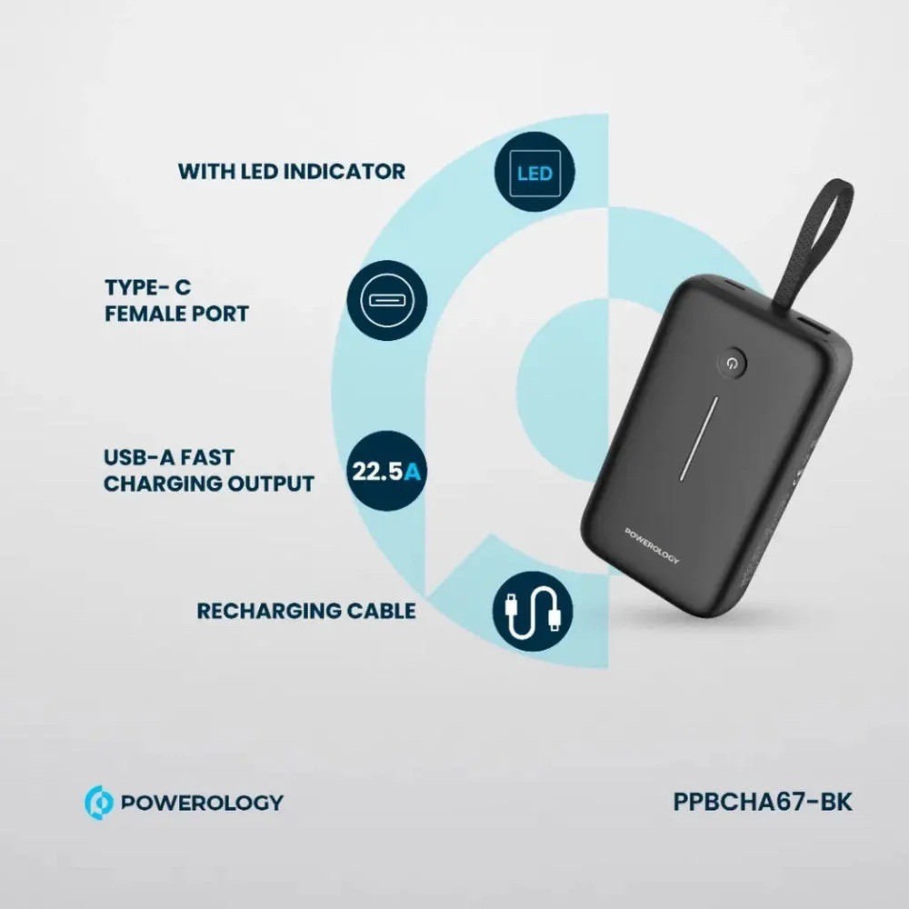 باور بانك بسعة 20,000mAh من Powerology شحن بقوة 30W