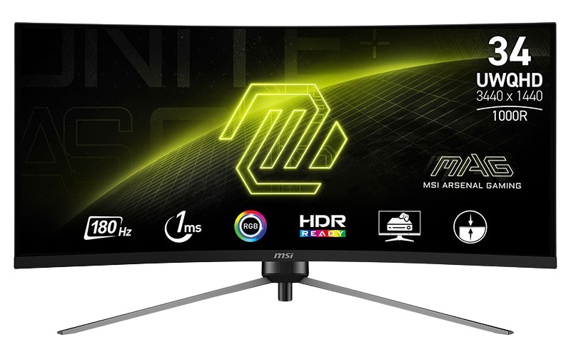 شاشة MSI MAG 345CQR قياس 34 بوصة UWQHD منحنية للألعاب