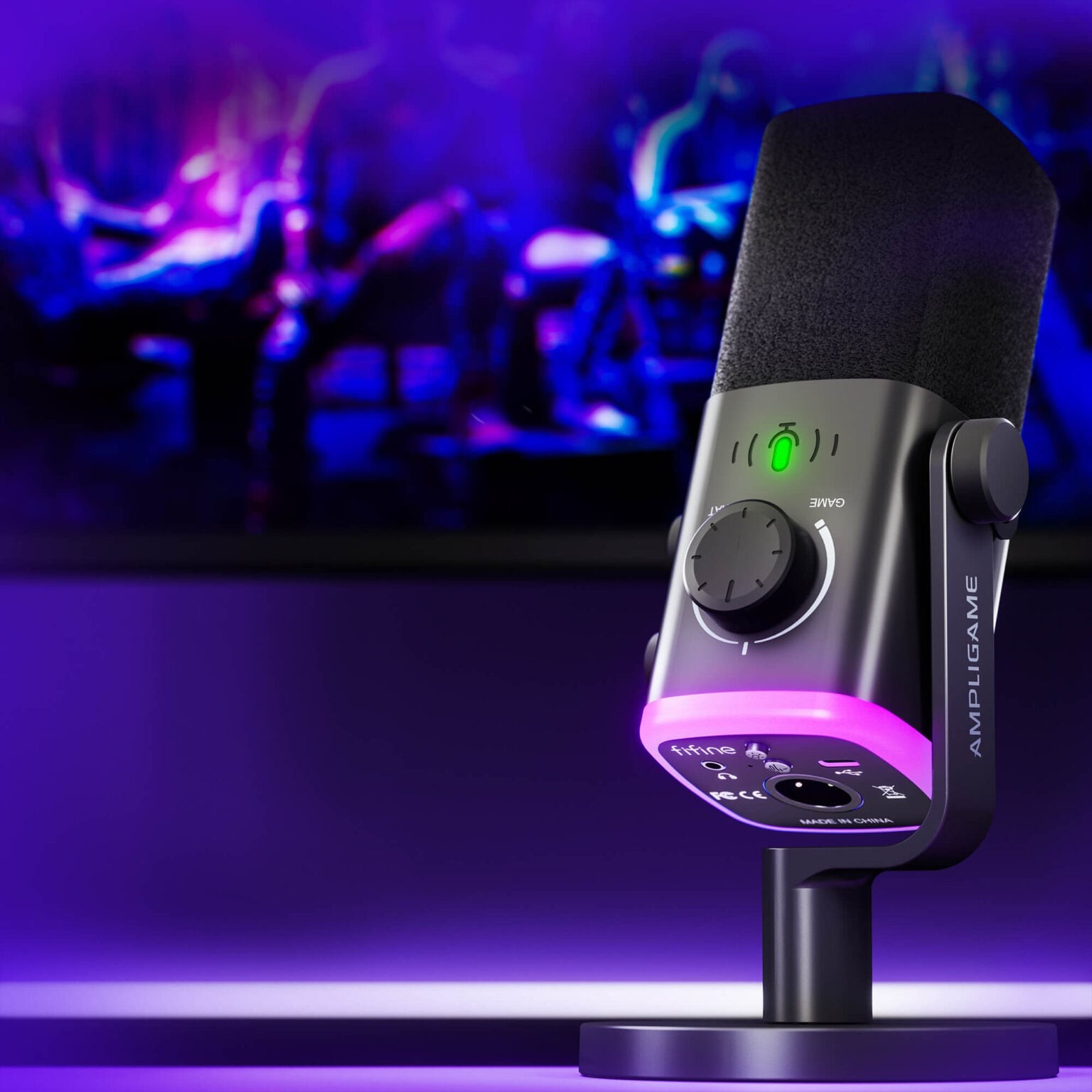 ميكروفون FIFINE AmpliGame AM9 ديناميكي USB/XLR مع إضاءة RGB
