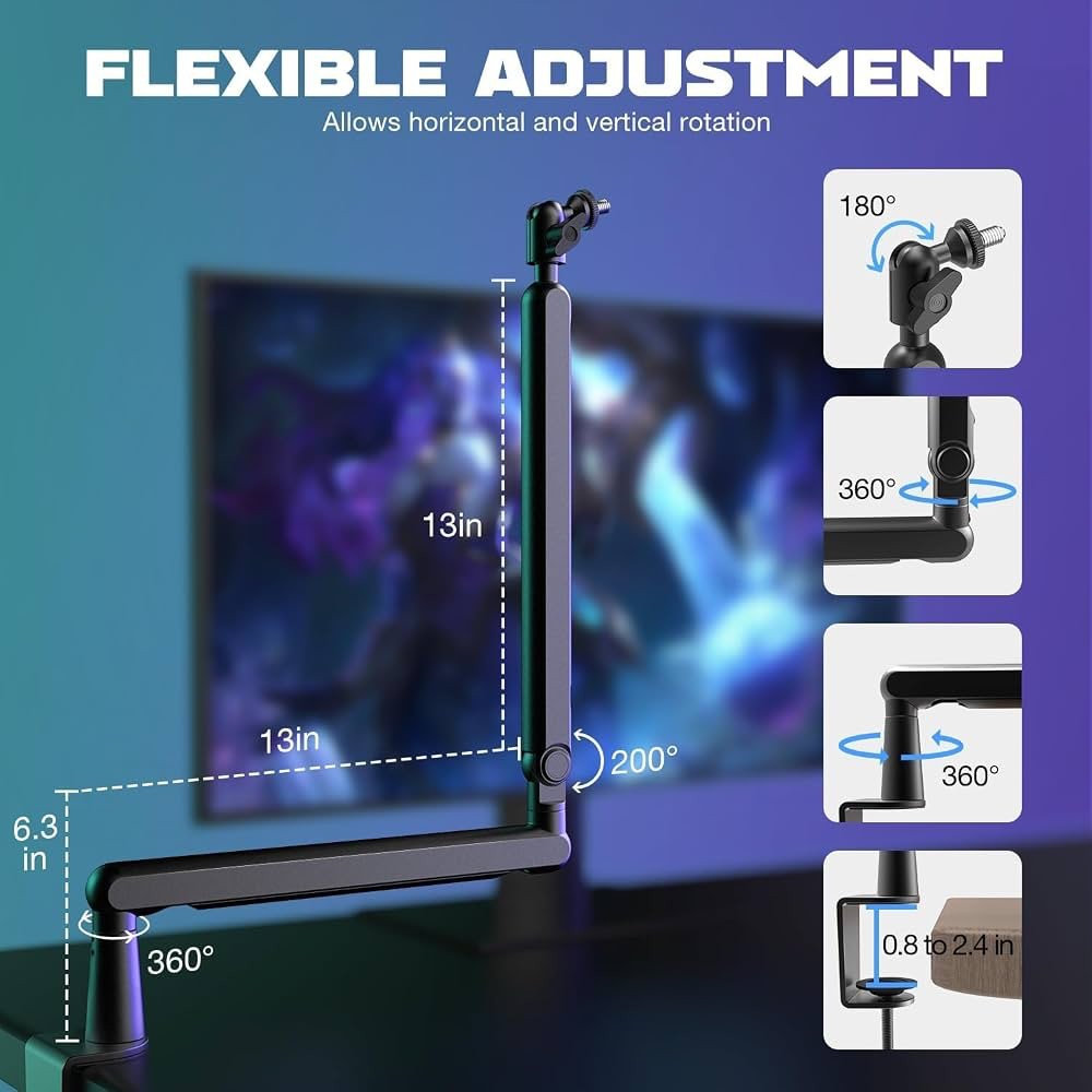 ميكروفون FIFINE TAM8 AmpliGame ديناميكي USB/XLR مع ذراع ميكروفون منخفض الارتفاع BM88 للبودكاست
