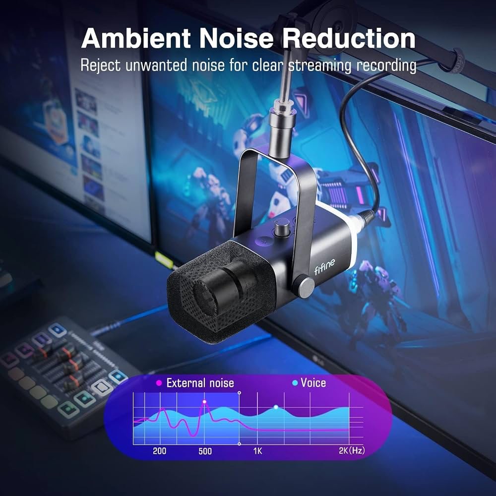 ميكروفون FIFINE TAM8 AmpliGame ديناميكي USB/XLR مع ذراع ميكروفون منخفض الارتفاع BM88 للبودكاست