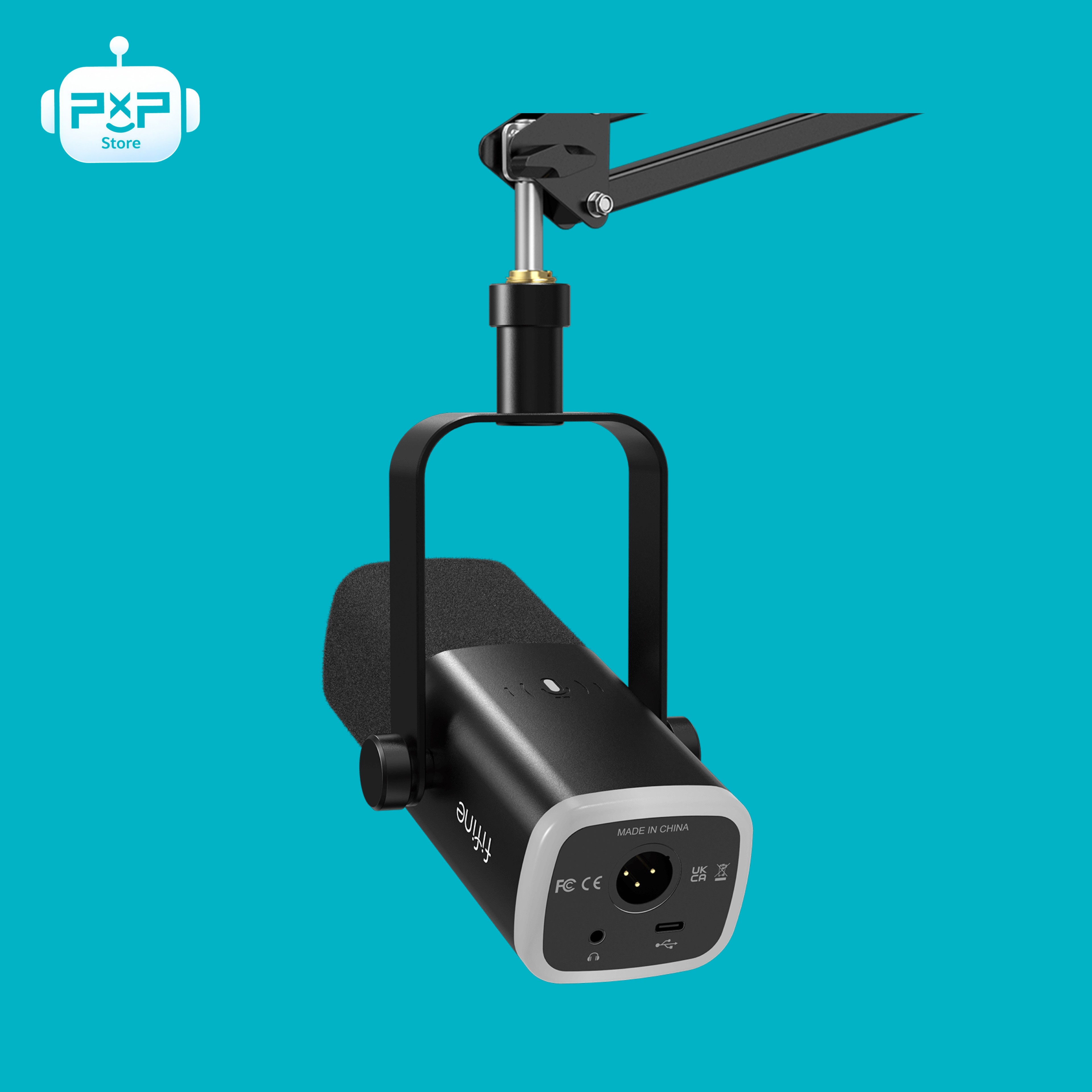 ميكروفون FIFINE AmpliGame AM8T ديناميكي USB/XLR مع حامل ذراع وإضاءة RGB