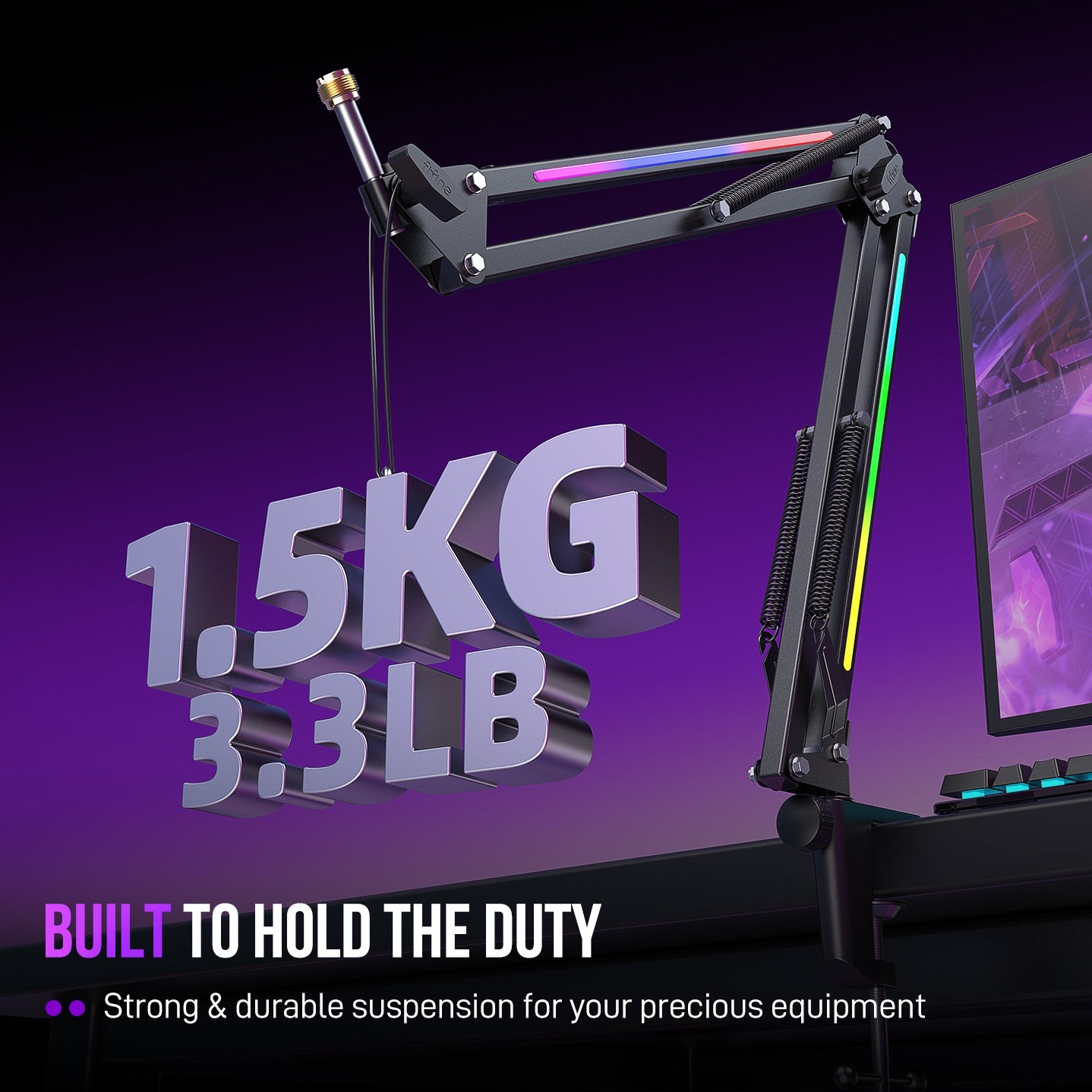 ذراع ميكروفون FIFINE AmpliGame BM38 مكتبي بإضاءة RGB