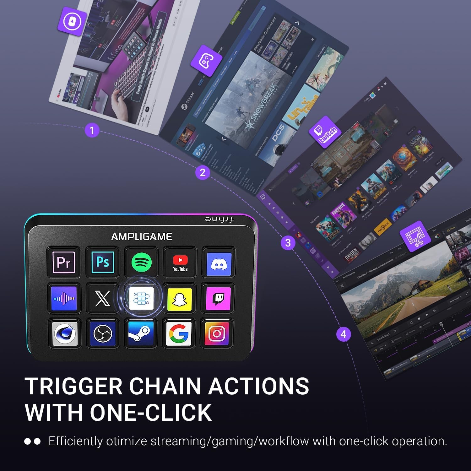 وحدة تحكم البث FIFINE AmpliGame D6 مع إضاءة RGB