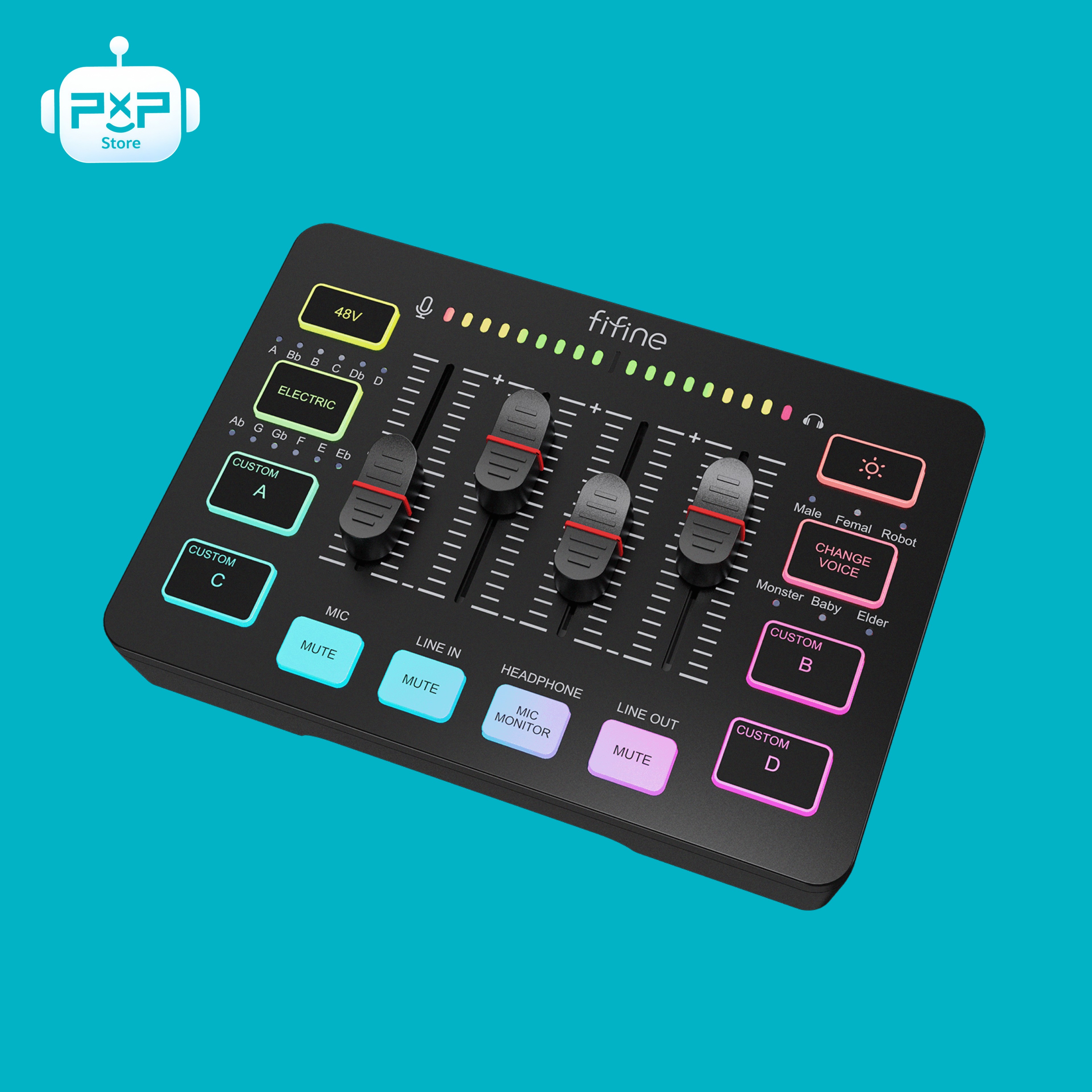 ميكسر صوت FIFINE AmpliGame SC3 للألعاب مع إضاءة RGB
