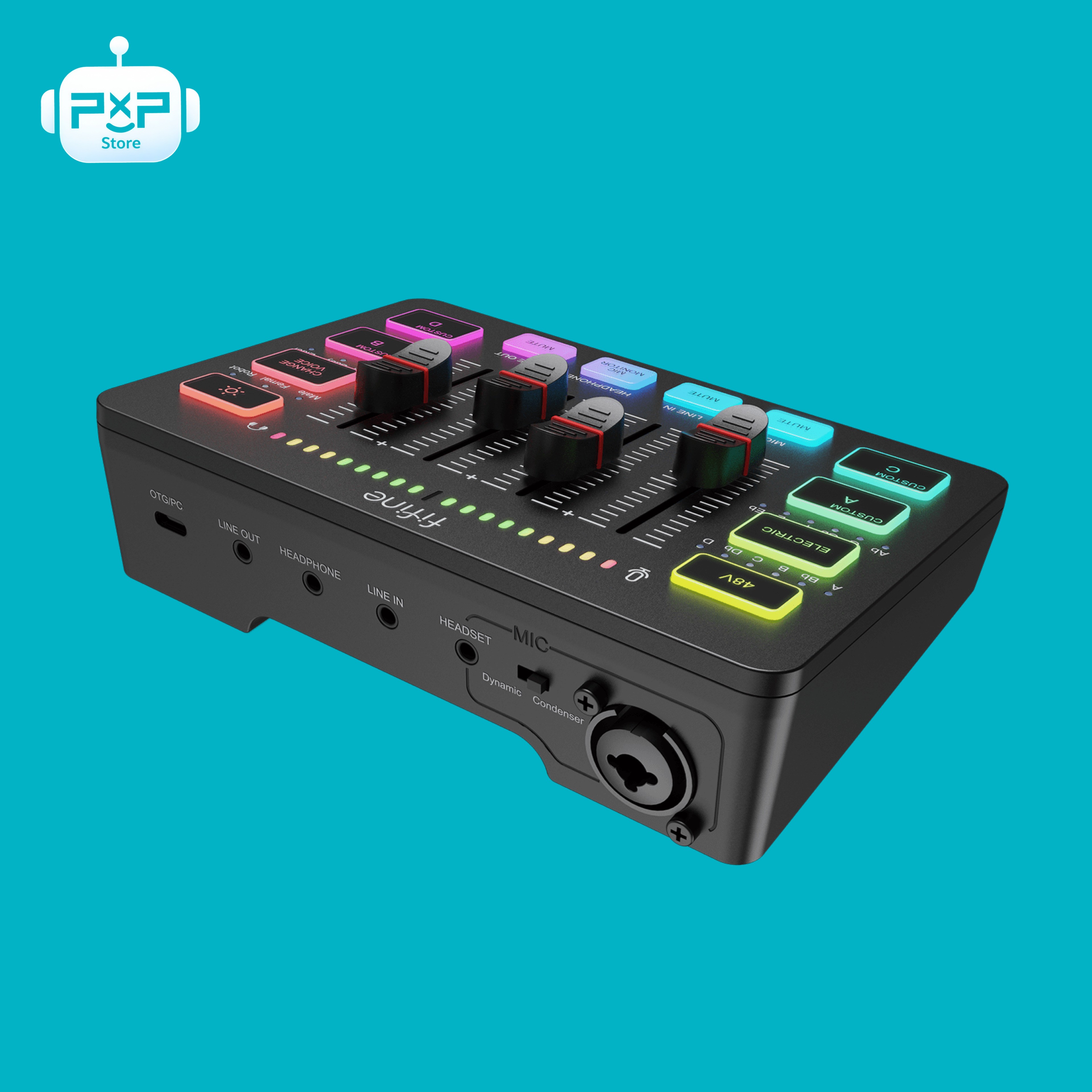 ميكسر صوت FIFINE AmpliGame SC3 للألعاب مع إضاءة RGB