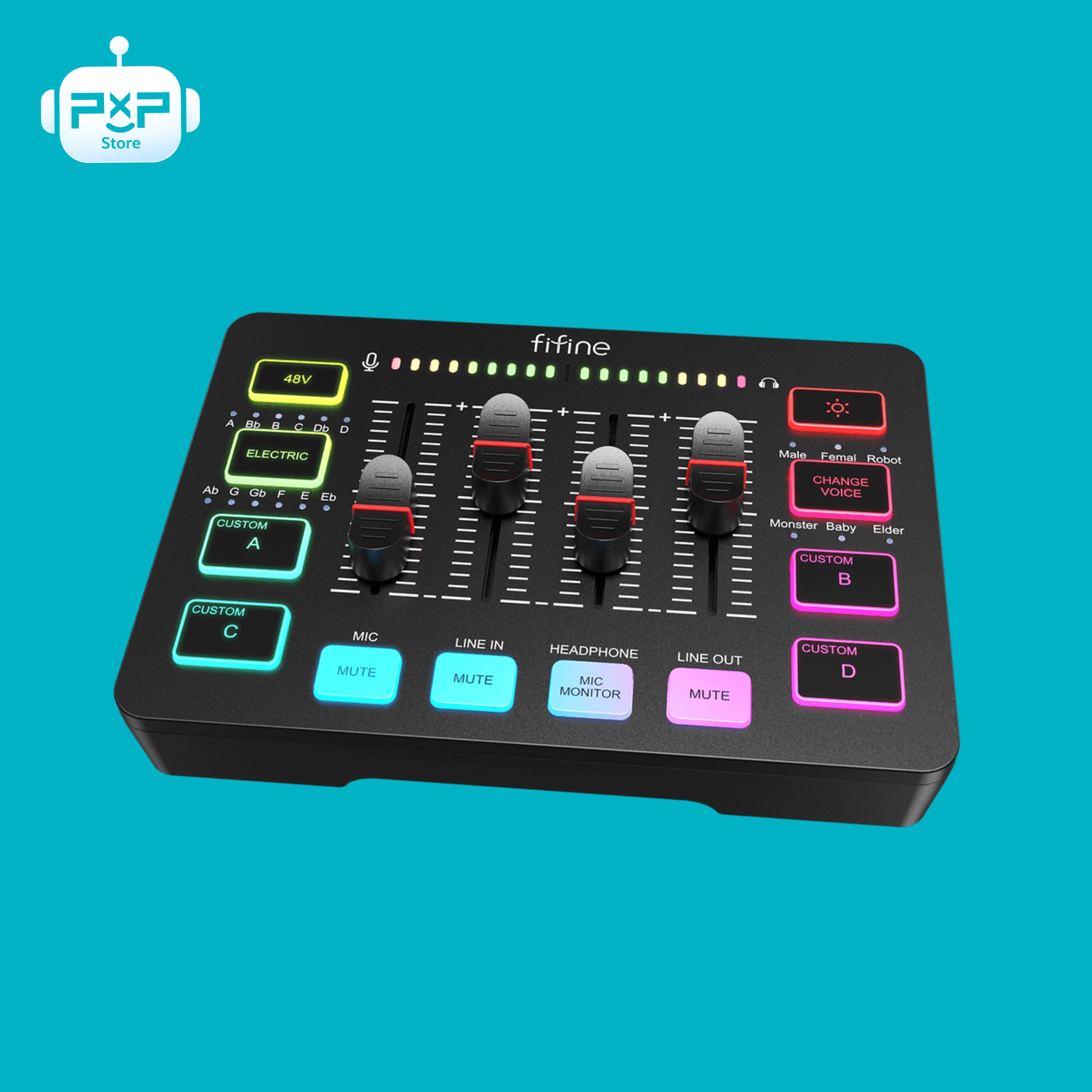 ميكسر صوت FIFINE AmpliGame SC3 للألعاب مع إضاءة RGB