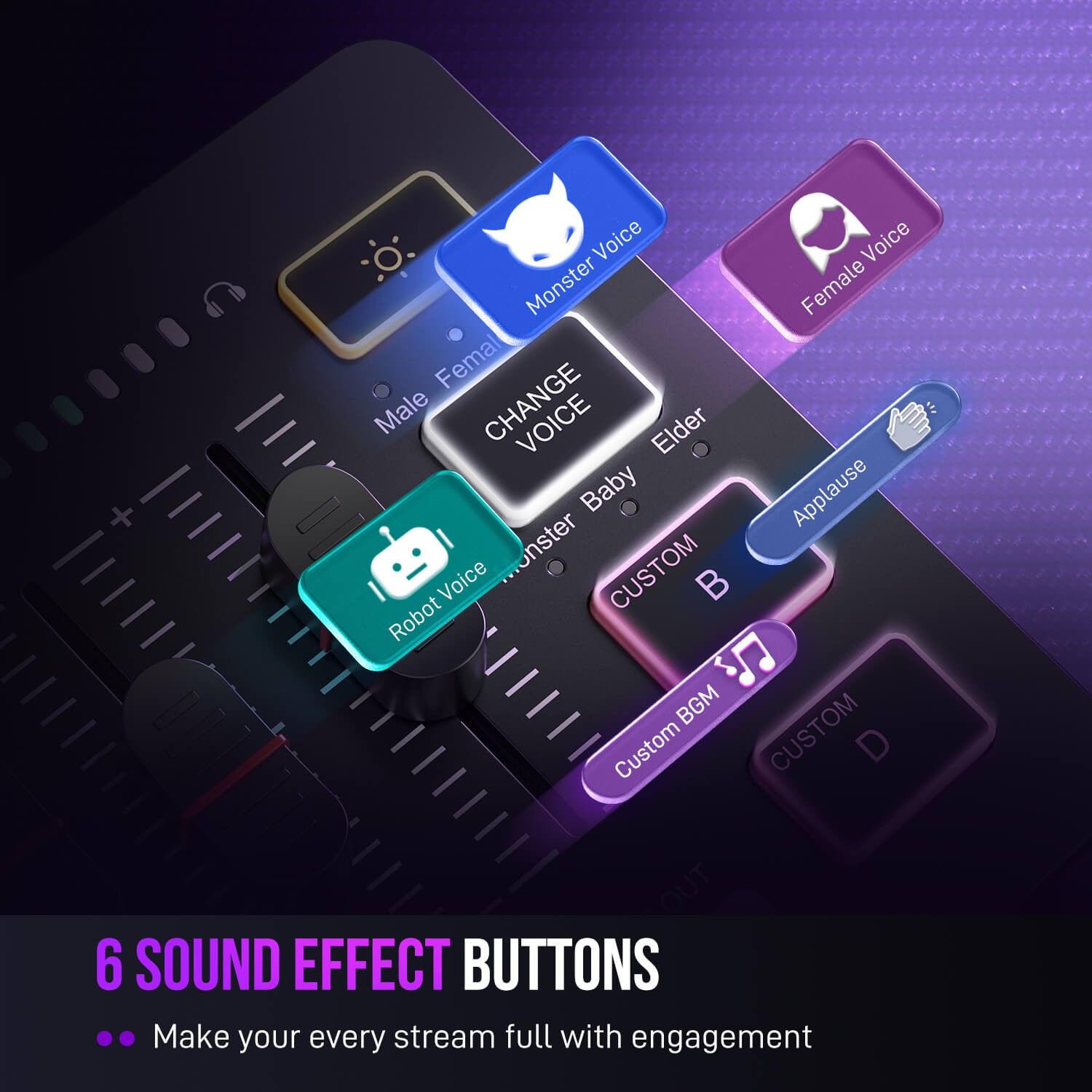 ميكسر صوت FIFINE AmpliGame SC3 للألعاب مع إضاءة RGB