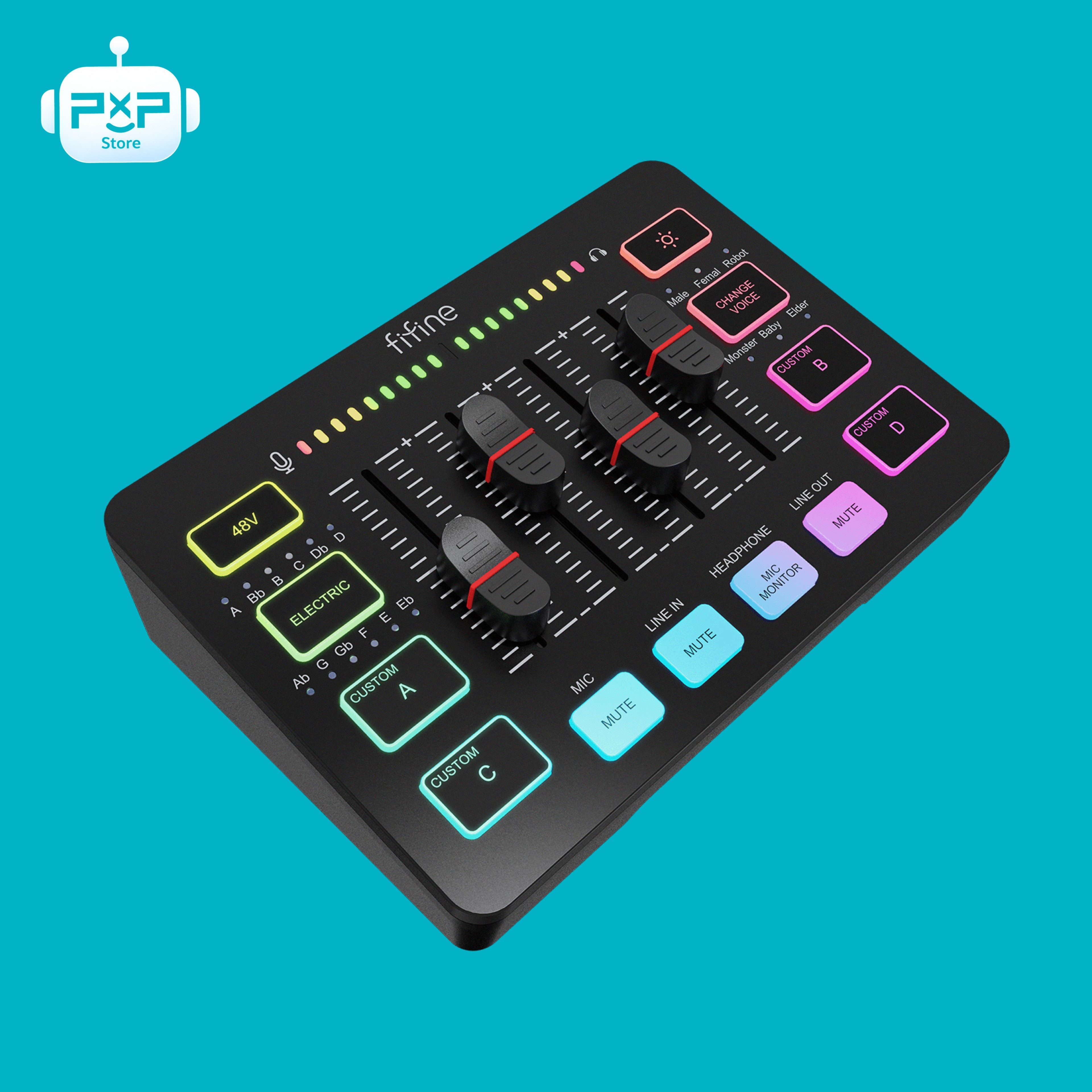ميكسر صوت FIFINE AmpliGame SC3 للألعاب مع إضاءة RGB