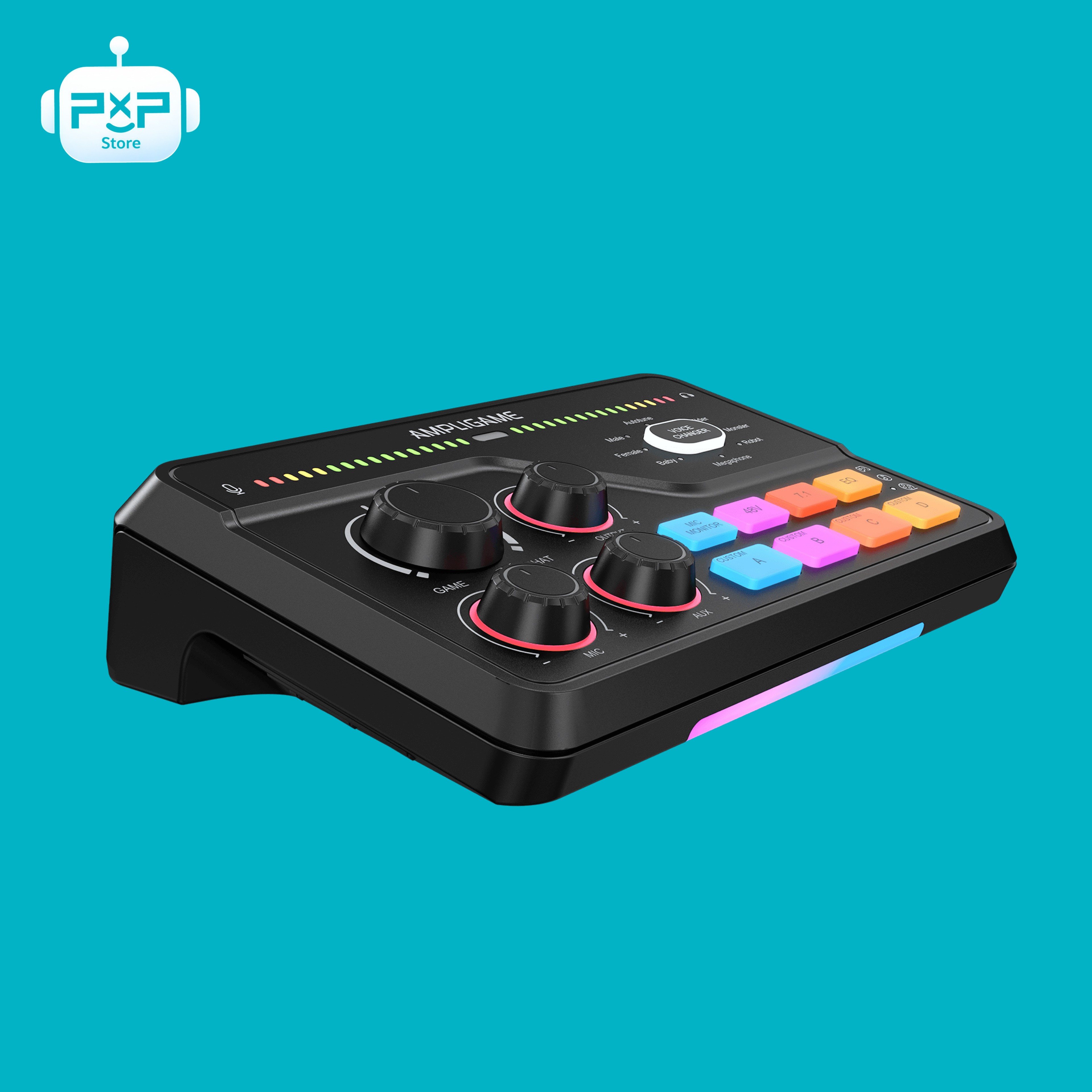 ميكسر صوت FIFINE AmpliGame SC8 للألعاب مع إضاءة RGB