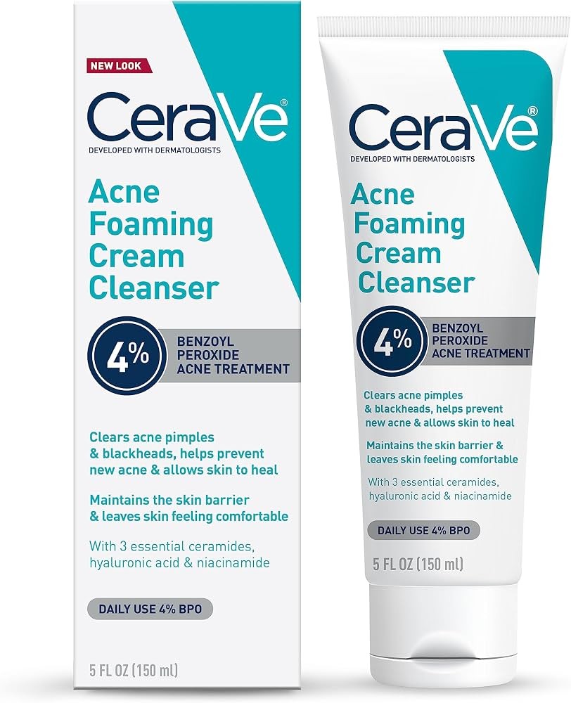 CeraVe Acne Foaming Cream Wash 10% Benzoyl Peroxide - Face & Body