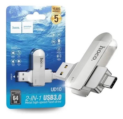فلاش ميموري 64GB USB 3.0 بمنفذي USB-A وType-C
