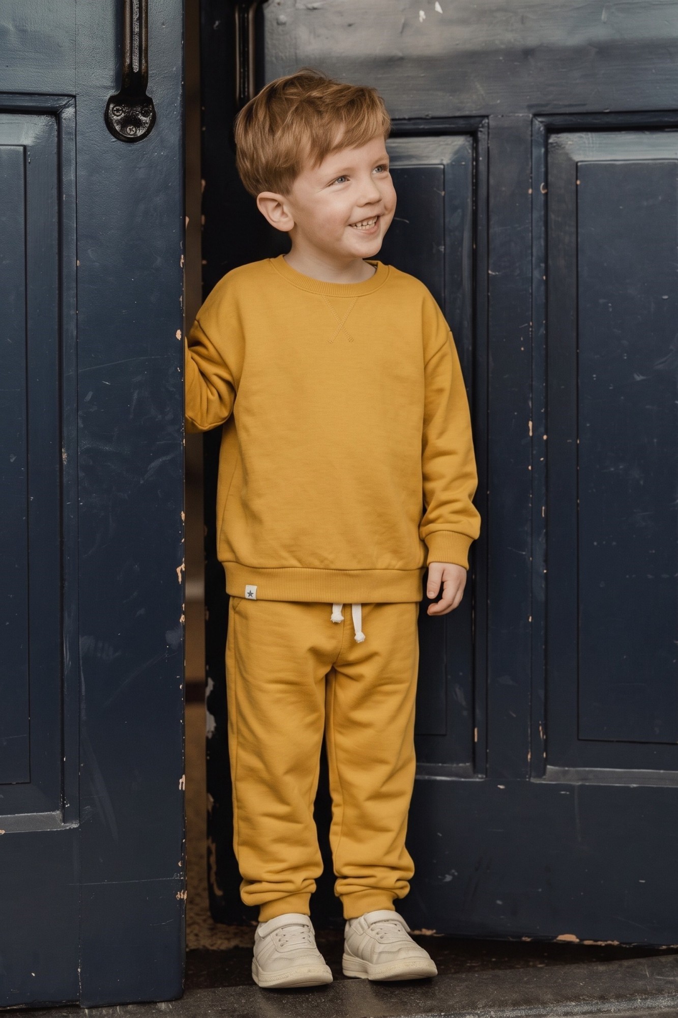 Basıc Karyoka Detailed Sweatshirt Set for Kids, Mustard Yellow (3-8 Years)