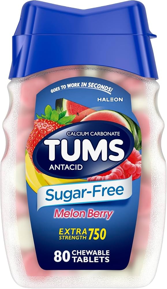TUMS مضاد الحموضة خالي من السكر – نكهة البطيخ والتوت، 80 قرص