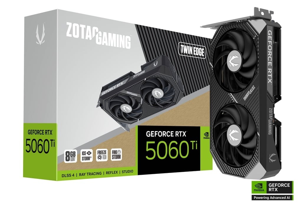 كرت شاشة ZOTAC GAMING GeForce RTX 5060 Ti 8GB Twin Edge Black