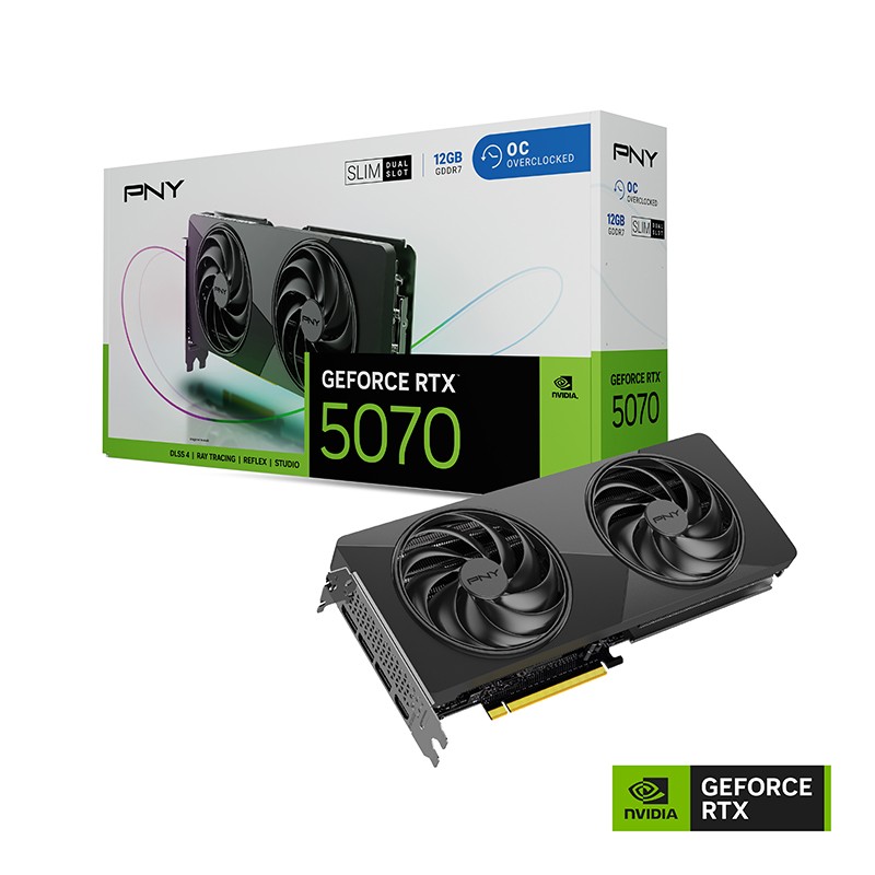 كرت شاشة PNY NVIDIA GeForce RTX 5070 12GB Slim Dual Slot OC Black