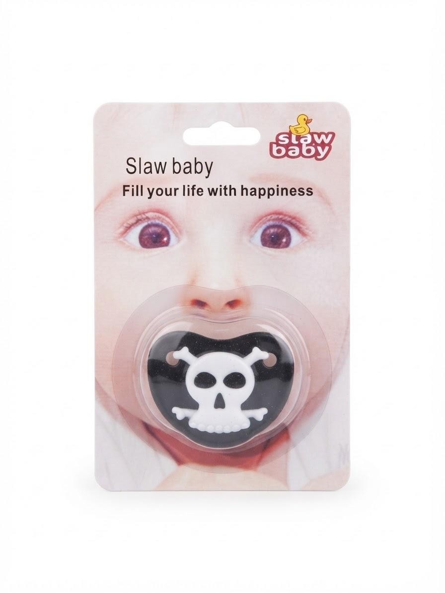 مصاصة (لهاية) سيليكون للأطفال بتصميم جمجمة وقراصنة من Slaw baby (أسود وأبيض)
