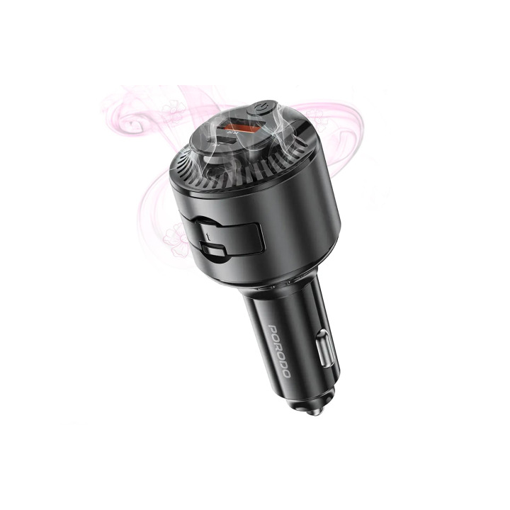 شاحن سيارة بقوة إجمالية 75 واط، منفذ USB-C 45 واط + منفذ USB-A 30 واط، دعم PD وQC مع معطر هواء