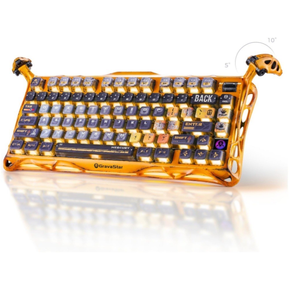 كيبورد ألعاب ميكانيكي جرافا ستار GraVaStar Mercury K1 Pro بـ 79 مفتاح ثلاثي الوضع – أصفر