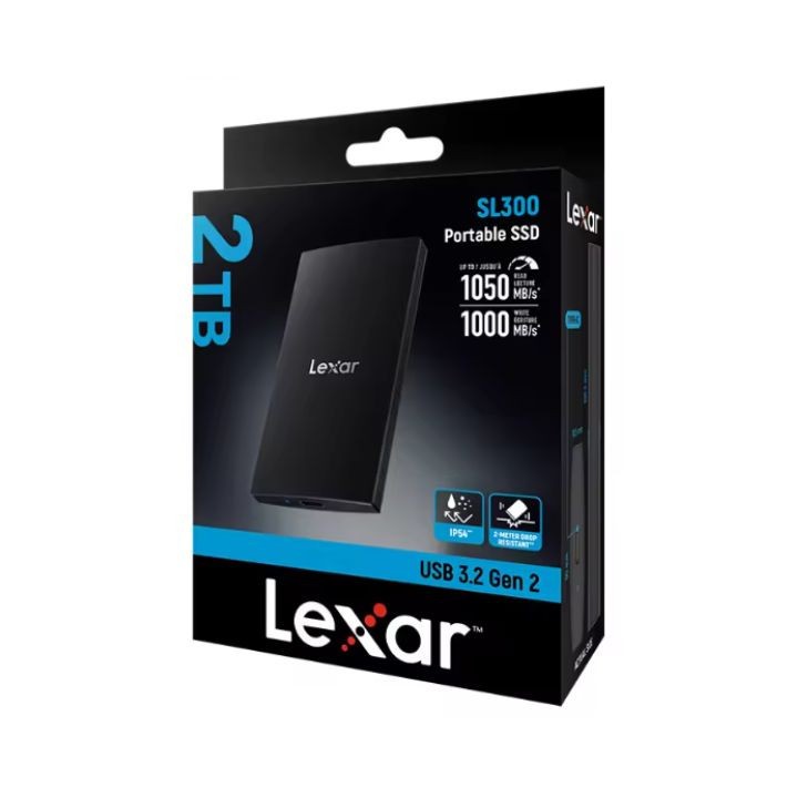 Lexar SL300 2TB External Portable SSD Hard Drive USB 3.2 Type C