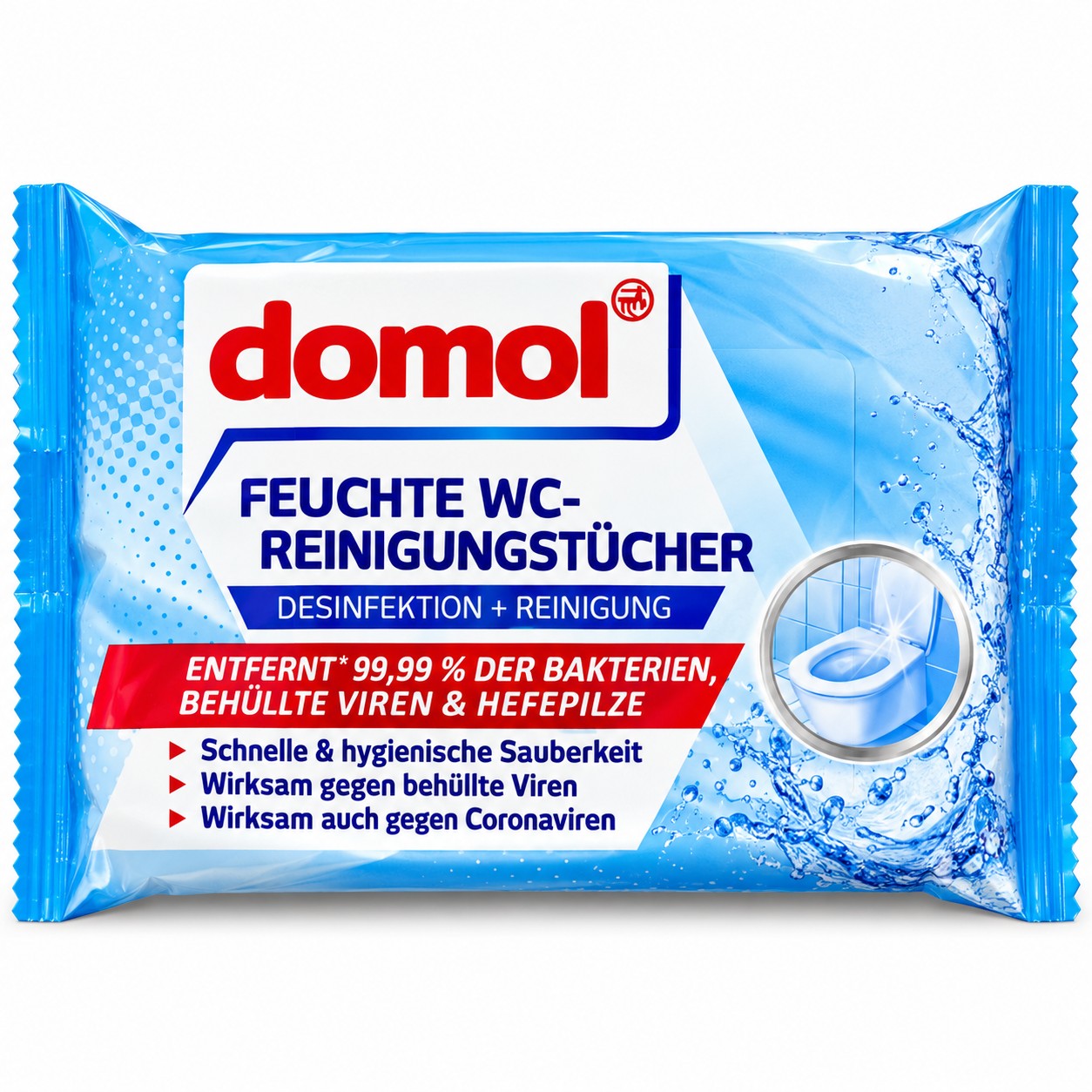 domol Feuchte WC-Reinigungstücher – Desinfektion + Reinigung