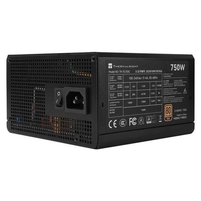 وحدة تزويد الطاقة Thermalright TG750S بقدرة 750 واط، حاصلة على شهادة 80+ Gold [غير قابلة للتركيب] (أسود)
