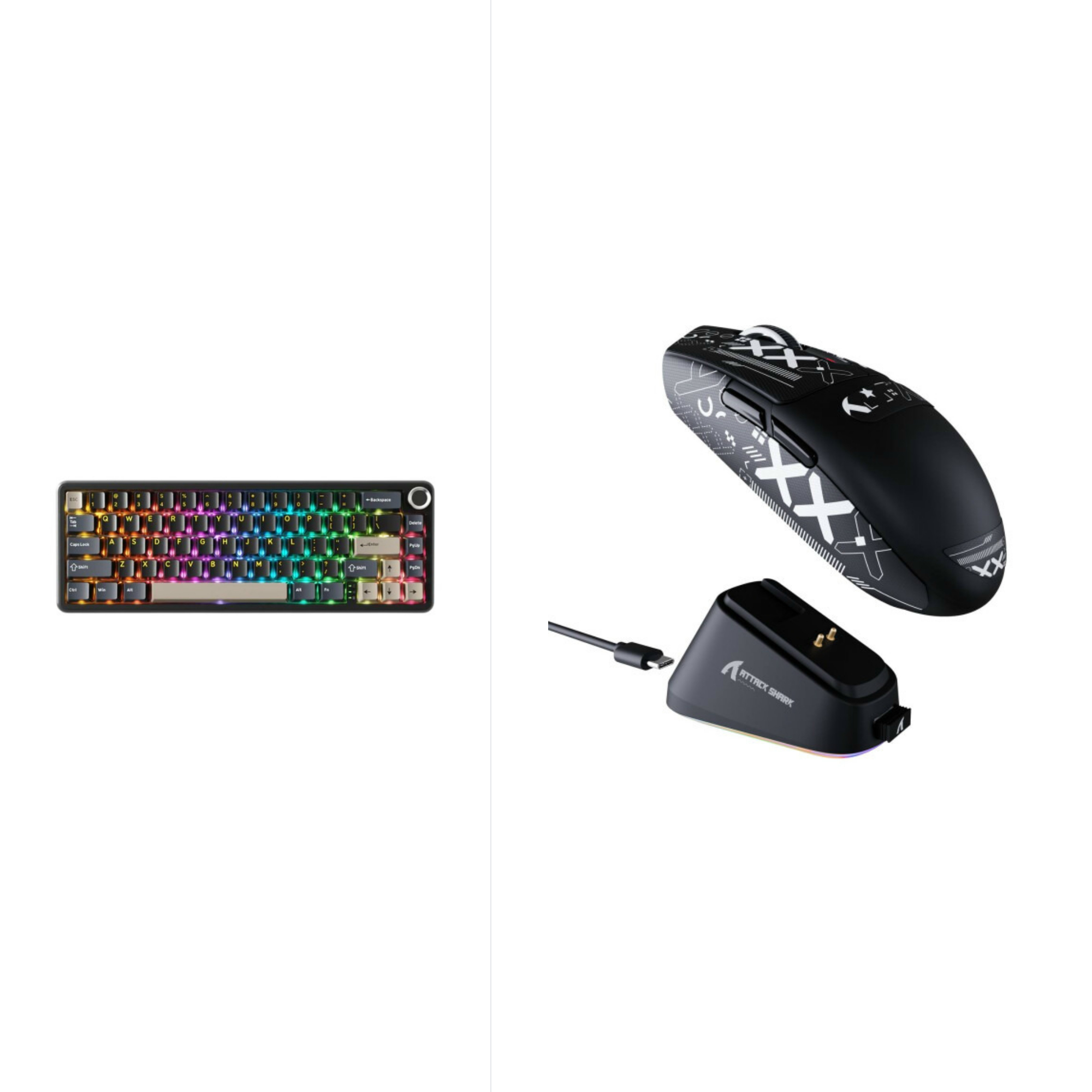 ATTACK SHARK G3 Tri-mode Wireless Black Gaming Mouse + ATTACK SHARK X66 Wireless Mechanical Keyboard - Starry Black