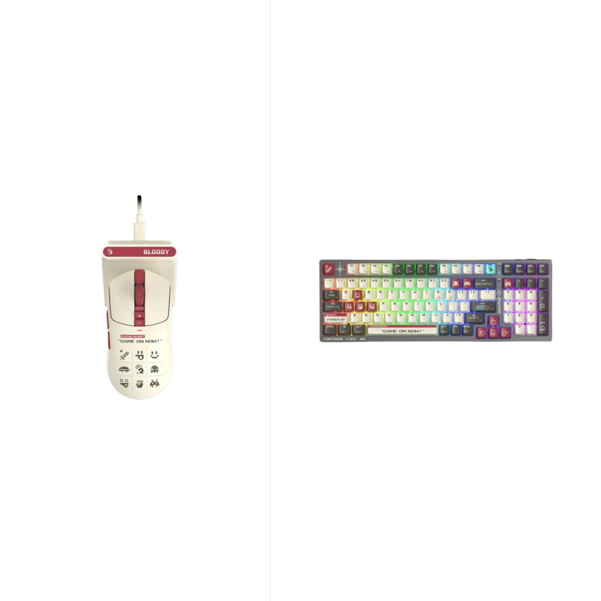 Bloody WS98 Dual-Core 2.4G Wireless , Bluetooth v5.1 , USB wired connection Mechanical Keyboard Pixels Red + Bloody R72 Ultra Duo Pixels Red dual mode wireless gaming mouse