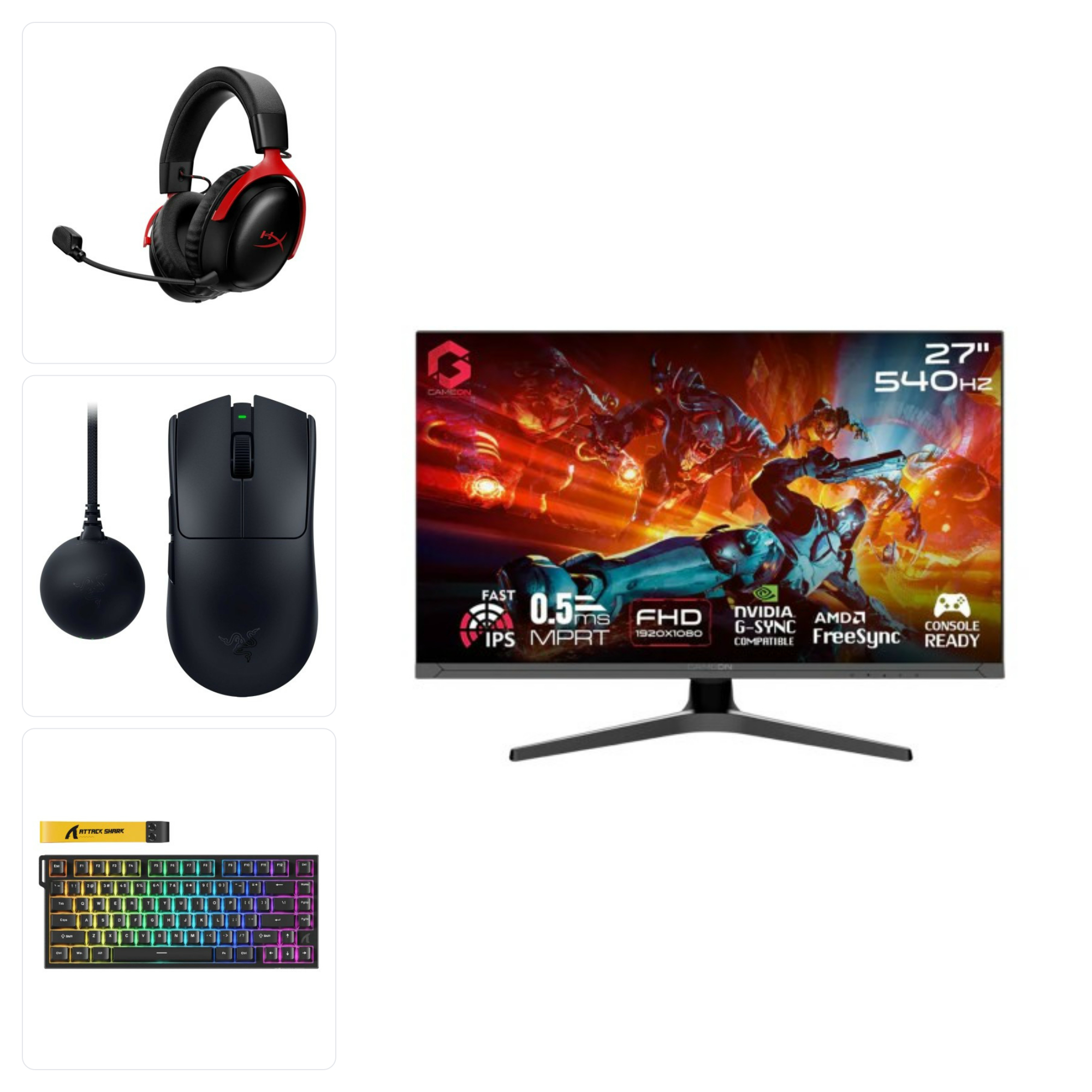 GAMEON GOTX27FHD540IPS Titan Pro X Series 27" FHD, 540Hz, Fast IPS Gaming Monitor (Supports PS5) - Black + Bundle (4 items)