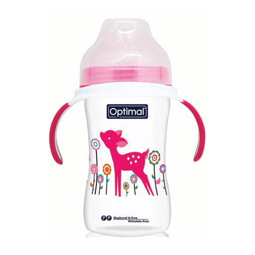 Extra Wide Neck Feeding Bottle With Handle رضاعة بلاستيك للاطفال