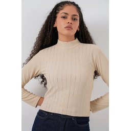 بودي نسائي 922 مزين بالأحجار - لون بسكويت 922 Embellished Bodysuit - Biscuit Color