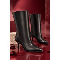 حذاء بوت نسائي Muggo GLIDE بكعب رفيع ومقدمة مدببة - أسود Muggo GLIDE Women's Pointed Toe Stiletto Heel Boots - Black