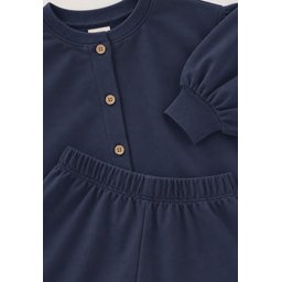 طقم أطفال موسمي خفيف بياقة بالون كارديجان - كحلي (2-8 سنوات) Kids' Balloon Sleeve Cardigan Thin Seasonal Set - Navy (2-8 Years)