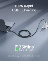 كابل شحن سريع USB-C من إننوستايل، طول 2 متر – أسود Innostyle Usb-C Fast Charging Cable 2m Black