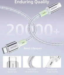 كابل شحن سريع USB-C من إننوستايل، طول 2 متر – أبيض Innostyle Usb-C Fast Charging Cable 2m White
