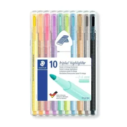 طقم أقلام تحديد ستيدلر تريبولس تيكست سيرفر - 10 ألوان باستيل وفينتج STAEDTLER Triplus Textsurfer 362 Highlighter Set - 10 Pastel & Vintage Colors 1-4mm