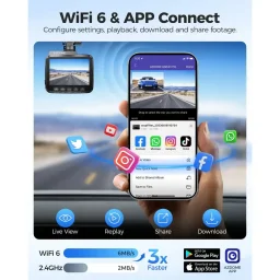 أزدومي GS63H PRO كاميرا داش كام بـ 2 قناة ودقة 4K مع بطاقة ذاكرة 64 جيجابايت Azdome DashCam GS63H PRO 2 Channels 4K with 64GB TF Card
