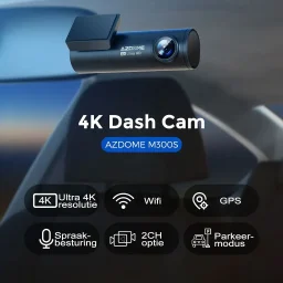 أزدومي M300S كاميرا داش كام بقناة واحدة ودقة 4K مع بطاقة ذاكرة 64 جيجابايت Azdome DashCam M300S 1 Channel 4K with 64GB TF Card
