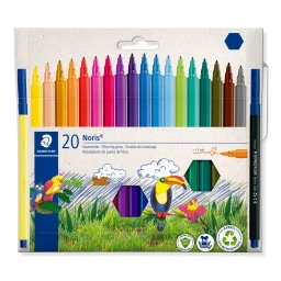 ستيدتلر (Noris 326) أقلام تلوين برأس ليفي، 20 لوناً متنوعاً - 326 C20 STAEDTLER Noris 326 Fibre-Tip Pens, 20 Assorted Colors - 326 C20