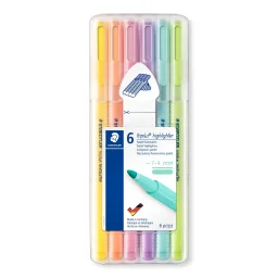 ستيدتلر (Triplus Textsurfer 362) أقلام تحديد (Highlighters) بألوان الباستيل، عبوة من 6 ألوان - 362 CSB6 STAEDTLER Triplus Textsurfer 362 Pastel Highlighters, Pack of 6 - 362 CSB6