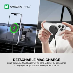 قاعدة شحن وتثبيت السيارة أميزينج ثينج إكسبلورر برو ماج بقدرة 15 واط مع كابل USB-C To USB-C بطول 1.2 متر - أسود AmazingThing Explorer Pro Mag 15W Car Mount With 1.2m USB-C To USB-C Cable - Black