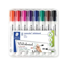أقلام سبورة ستيدلر لوموكولور 351 ألوان متنوعة (عبوة من 8 قطع) 351 WP8 STAEDTLER Lumocolor 351 WP8 White Board Marker Wallet - 8 Colors