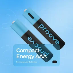 بروفي كومباكت إنيرجي بطاريات AAA قابلة لإعادة الشحن 740mWh عبوة من قطعتين - أسود Proove Compact Energy AAA 740mWh Li-ion USB-C Rechargeable Batteries - 2-Pack - Black