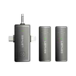لينيس ميكروفون لافالير لاسلكي 3 في 1 LM202 - أسود Lenyes LM202 3-in-1 Wireless Lavalier Microphone - Black