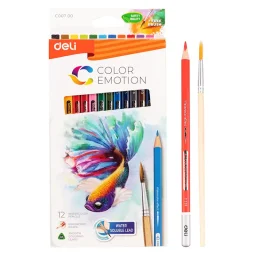 ديلي أقلام تلوين مائية كولور إيموشن C007 00 - 12 قلم تلوين Deli C007 00 Color Emotion Water Colored Pencils  - 12 Coloring Pencils