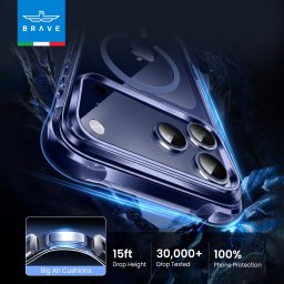 بريف Guard كفر لايفون 17 برو ماكس مع MagSafe - أزرق BPC-17MB Brave Guard iPhone 17 Pro Max Case with MagSafe - Blue BPC-17MB
