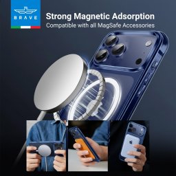 بريف Guard كفر لايفون 17 برو ماكس مع MagSafe - أزرق BPC-17MB Brave Guard iPhone 17 Pro Max Case with MagSafe - Blue BPC-17MB