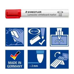 ستدلر Lumocolor 351 WP4 محفظة أقلام سبورة بيضاء - 4 ألوان STAEDTLER Lumocolor 351 WP4 White Board Marker Wallet - 4 Colors