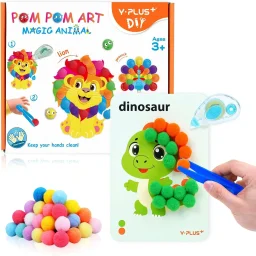 واي بلس Pom Pom Art طقم أشغال يدوية بتصاميم الحيوانات - CP240700 Y-Plus Pom Pom Art Box Animal Theme CP240700