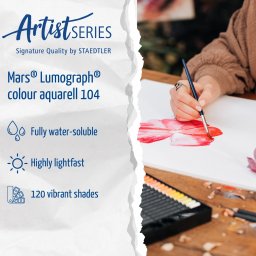 ستدلر Mars Lumograph Colour Aquarell أقلام تلوين مائية - 24 لون، علبة معدنية STAEDTLER Mars 104 024 Lumograph Color Aquarell pencils - 24 Colors - metal case